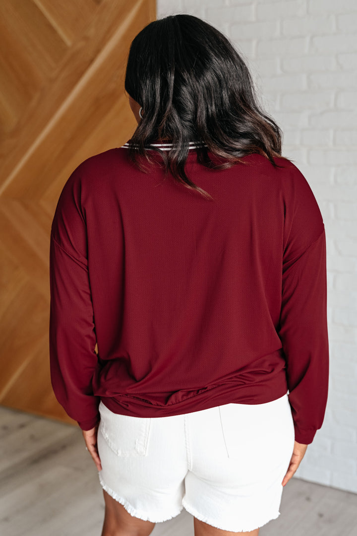 Stilla | V-udskæring Sweater All Out Comfort i Merlotrød