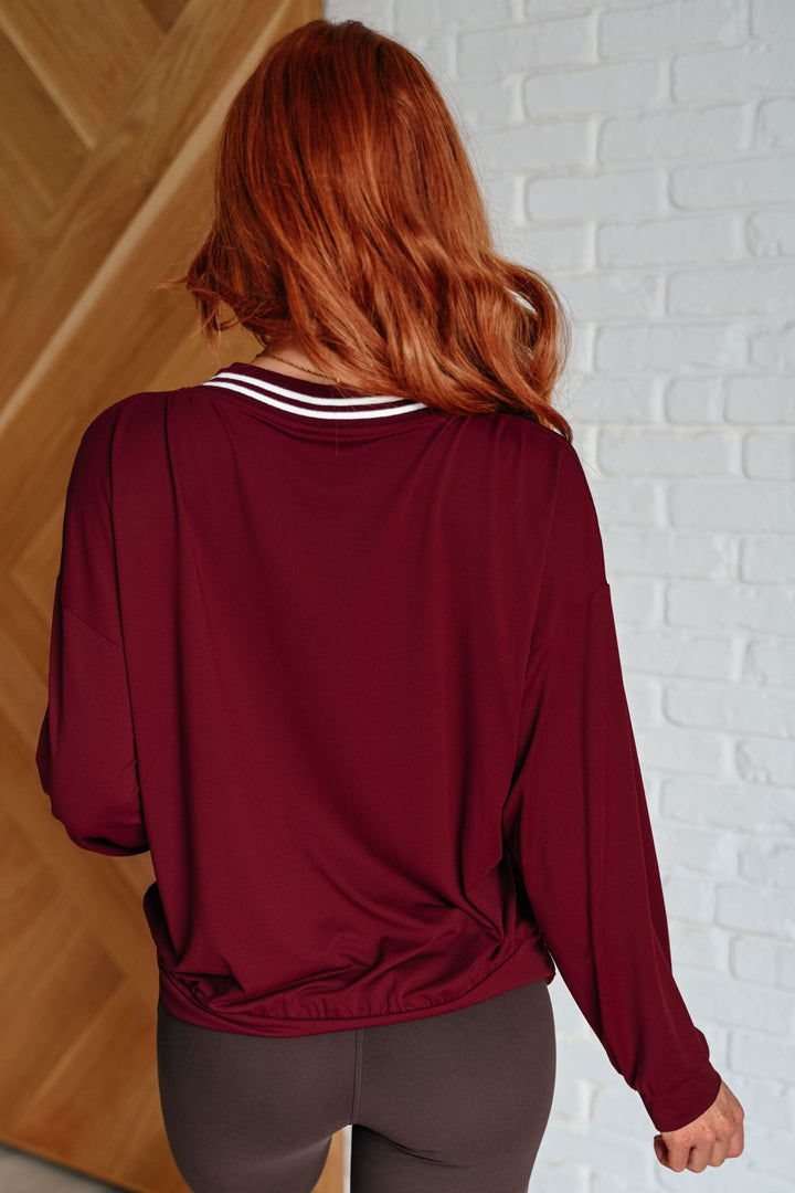 Stilla | V-udskæring Sweater All Out Comfort i Merlotrød