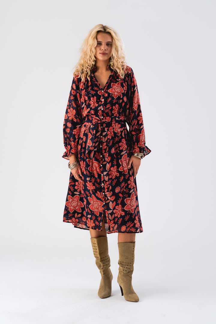 Stilla | Elegant Midi Kjole Med Print