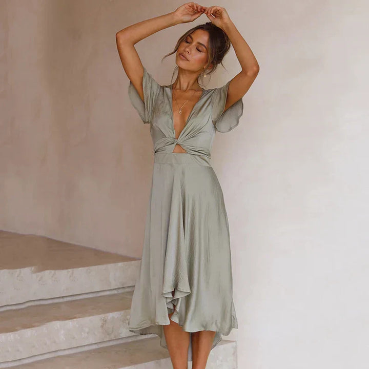 Stilla | Elegante Flutter Ærme Mid Kjole