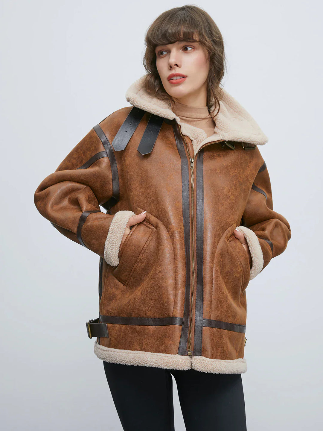 Stilla | Futteret suede shearling flyjakke