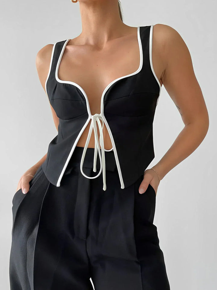 Stilla | Elegant Tanktop Sort og Hvid