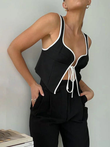 Stilla | Elegant Tanktop Sort og Hvid