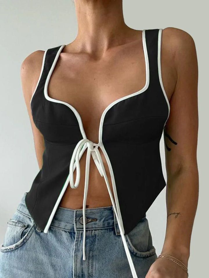 Stilla | Elegant Tanktop Sort og Hvid