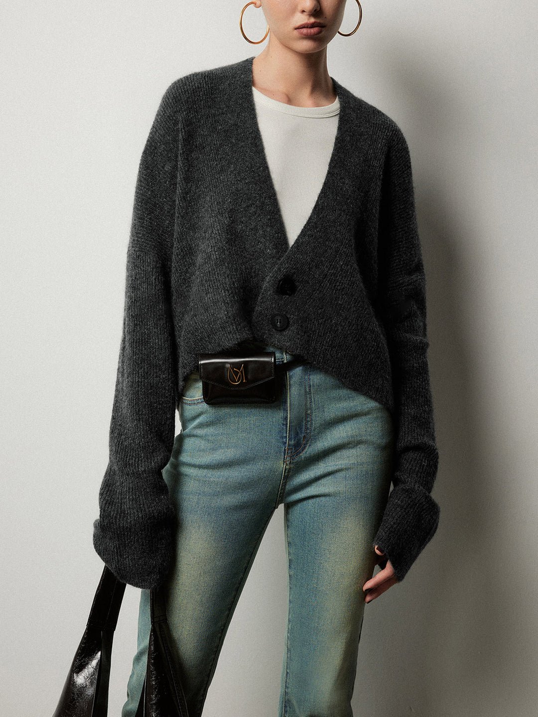 Stilla | Lædersk Cardigan Med Knapper