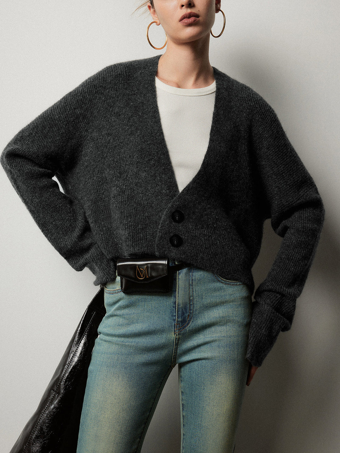 Stilla | Lædersk Cardigan Med Knapper