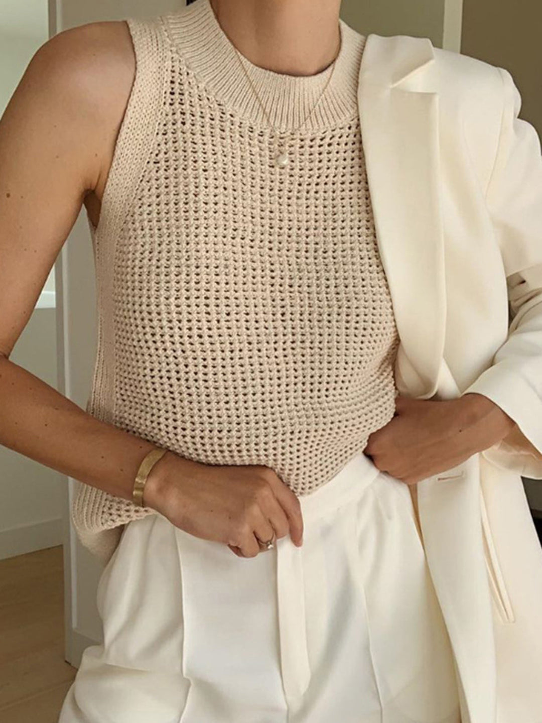 Stilla | Strikket Hul Solid Tanktop