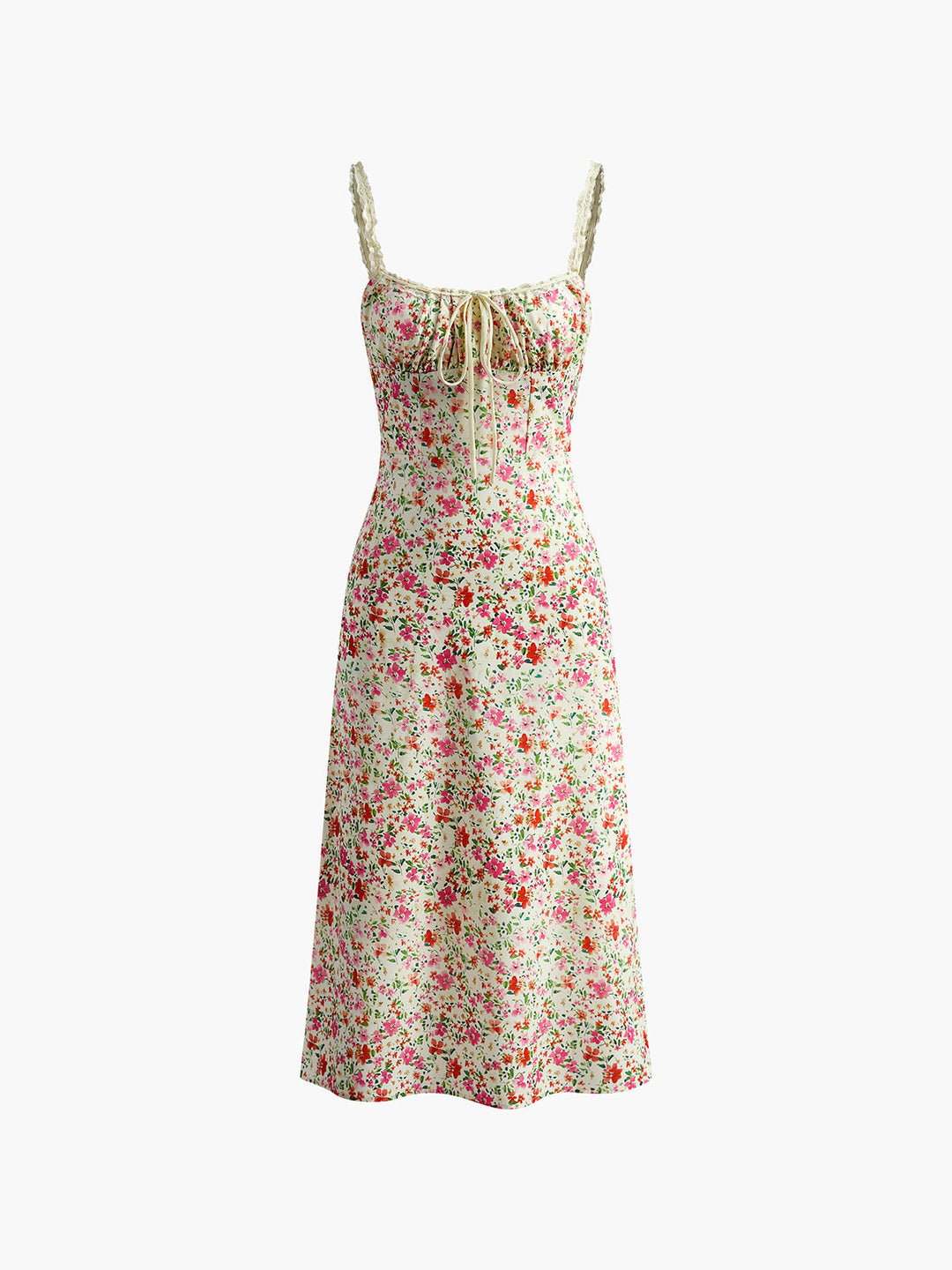 Stilla | Trim Cami Midi Dress Slimfit Elegante Blomst Detaljer Perfekt Til Sommerfester