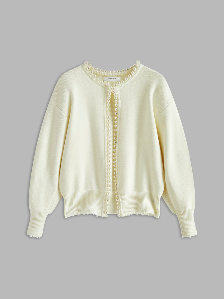 Stilla | Perle Cardigan med revnet kant
