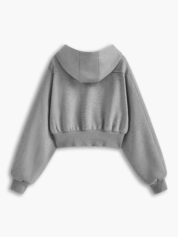 Stilla | Langærmet Zip Crop Hoodie