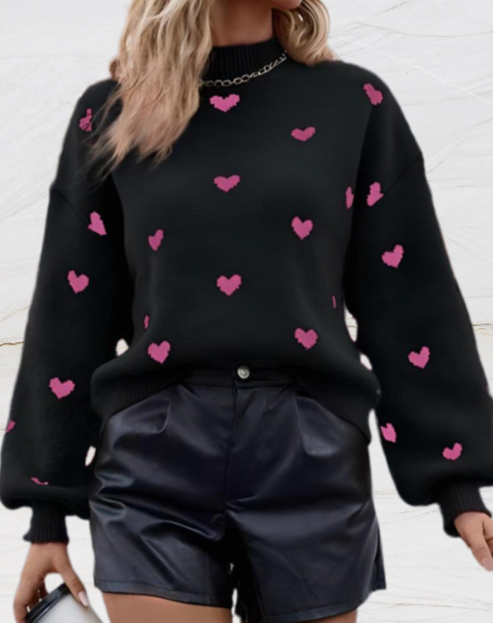 Stilla | Oversized Pullover Med Rundhalsudskæring Og Hjertemotiv