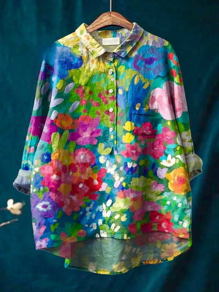 Stilla | Floral Linned blouse med mønster