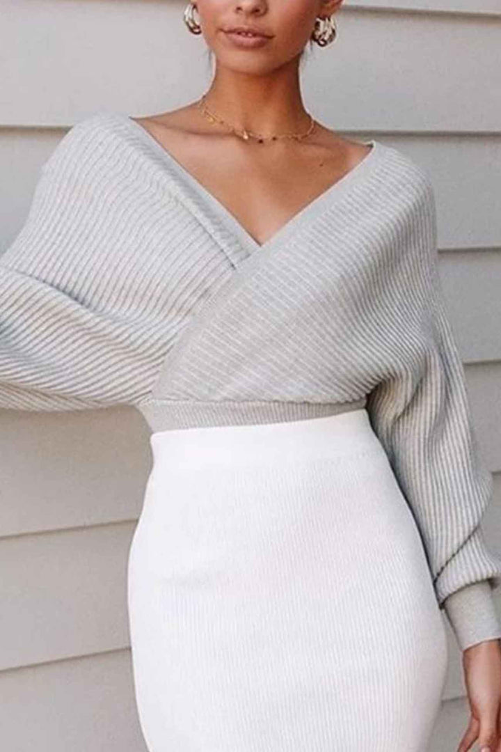 Stilla | Pullover Uni Fra Krydsstrik Med Lange Ærmer