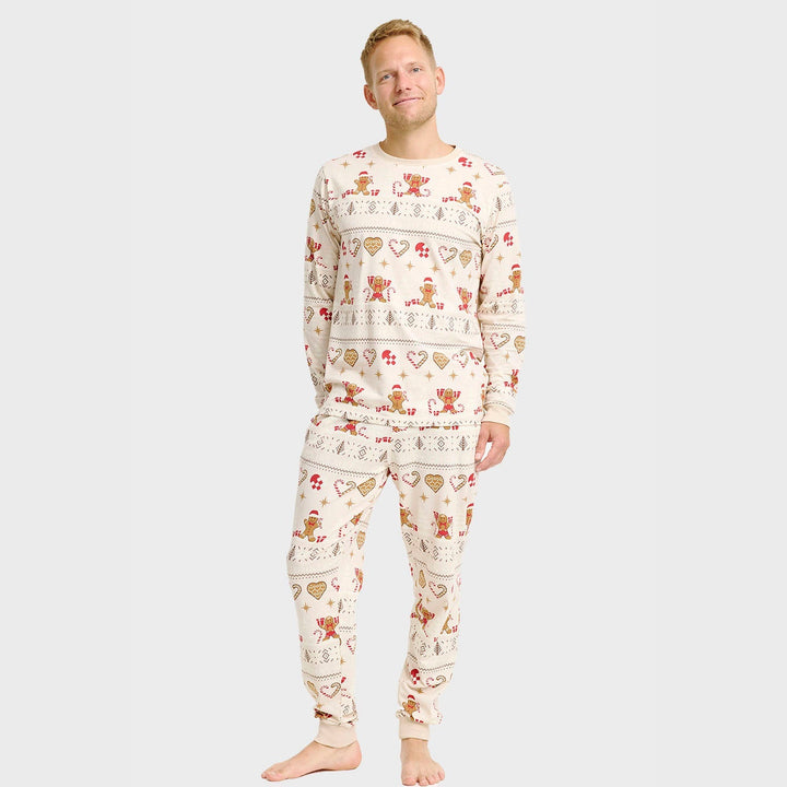 Stilla | Julekiks Jule-pyjamas beige Herrer