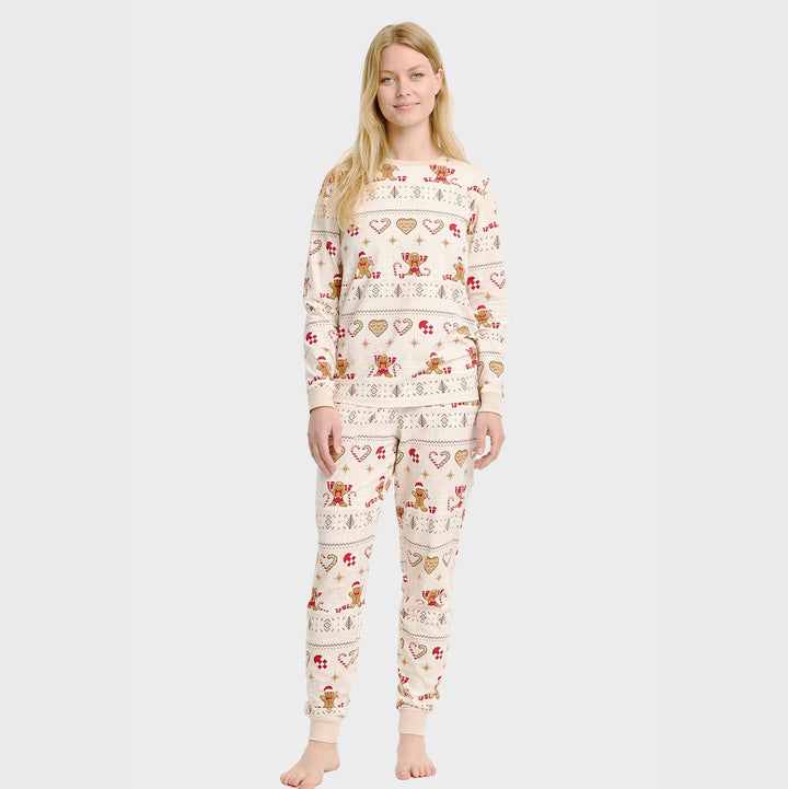 Stilla | Julecookies Jule-pyjamas beige Dame