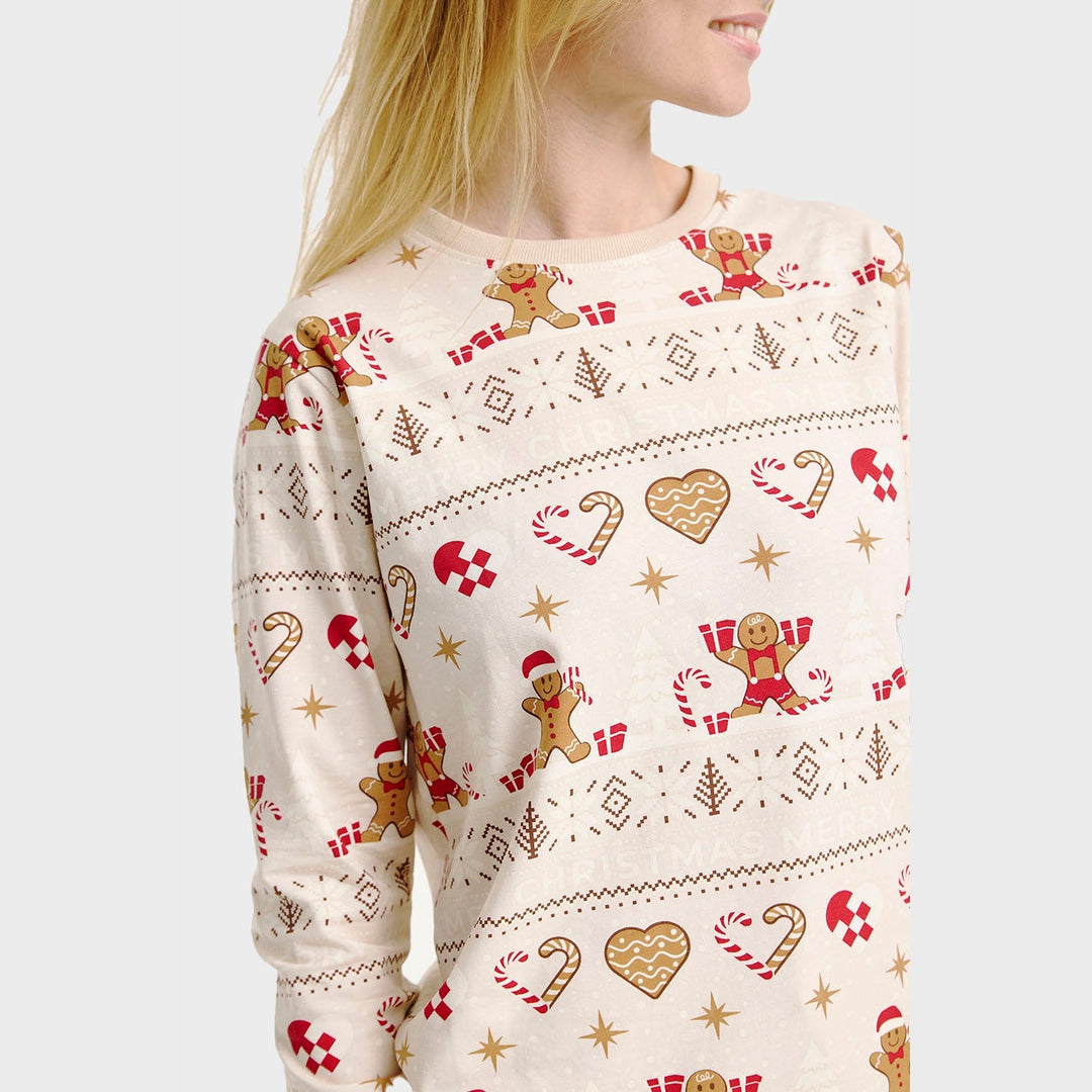 Stilla | Julecookies Jule-pyjamas beige Dame