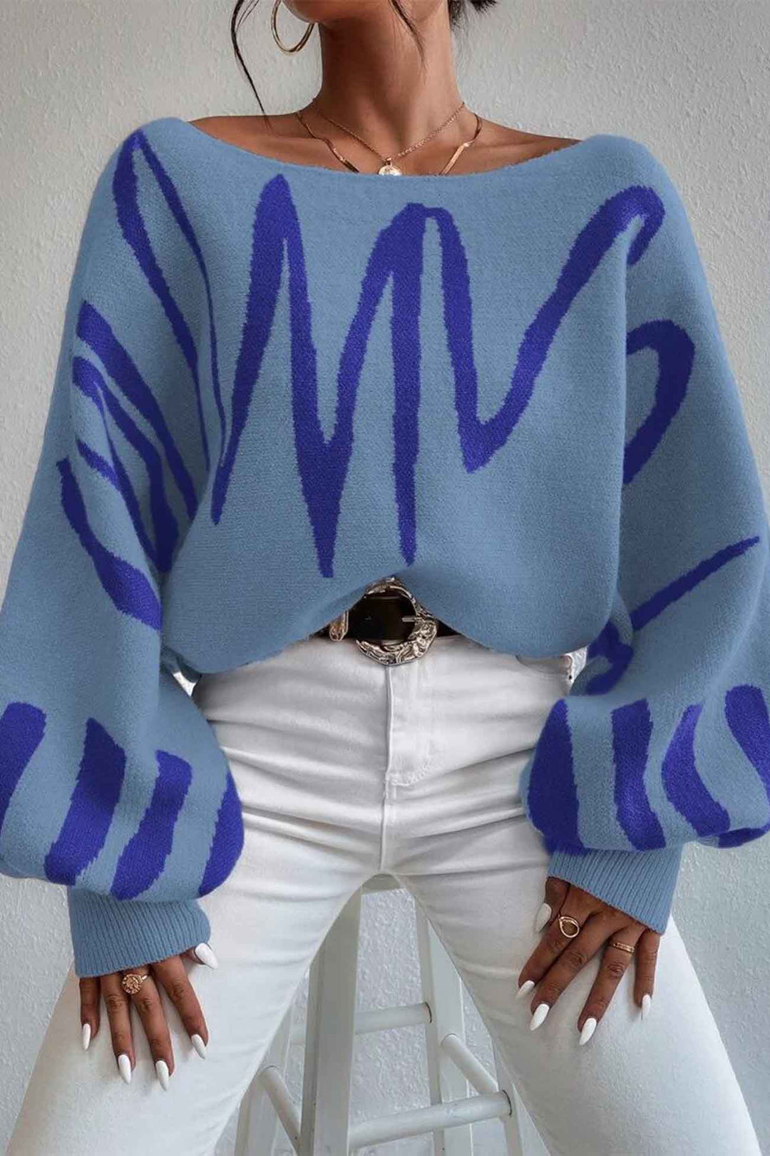 Stilla | Pullover med geometriske lanterneærmer