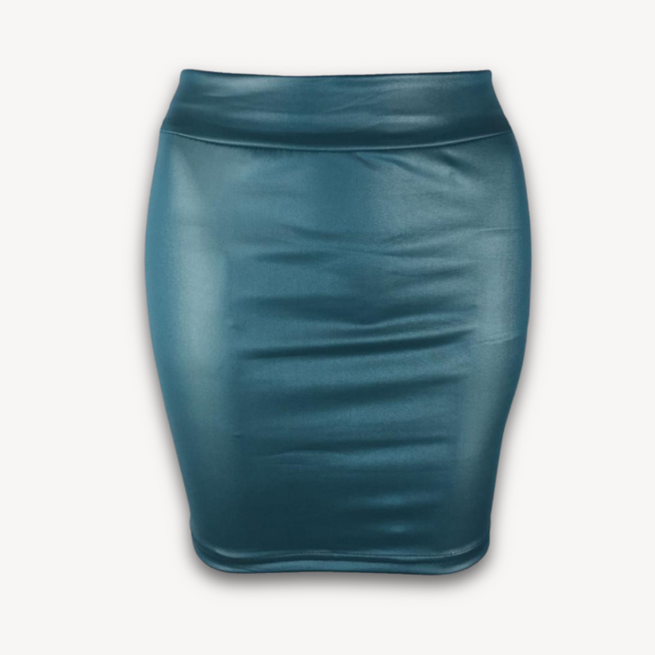 Stilla | Kvinders Faux Læder Mini Nederdel Høj Talje Slim Fit Voksen Afslappet Beklædning