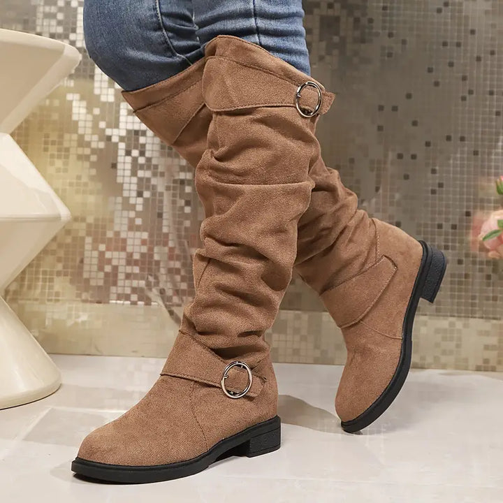 Stilla | Dame Chunky Heel Slouchy Knæstøvler