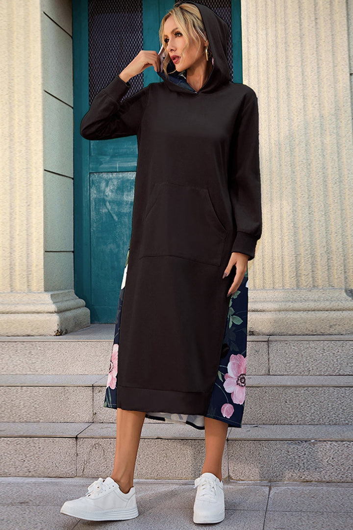 Stilla | Sweatshirt med lange ærmer i bomulds patchworkstil med blomstertryk på ryggen