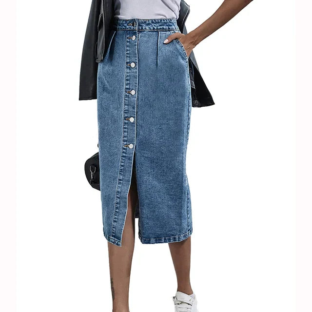 Stilla | Midi Skørt Chic lavet af Jeans