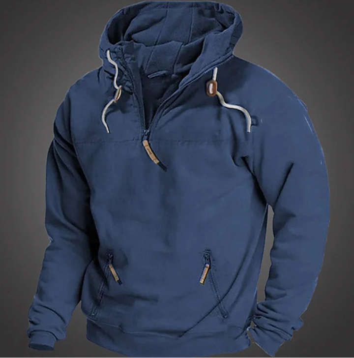 Stilla | Herre Hoodie - Halvlynlås foran med snoretræk hætte