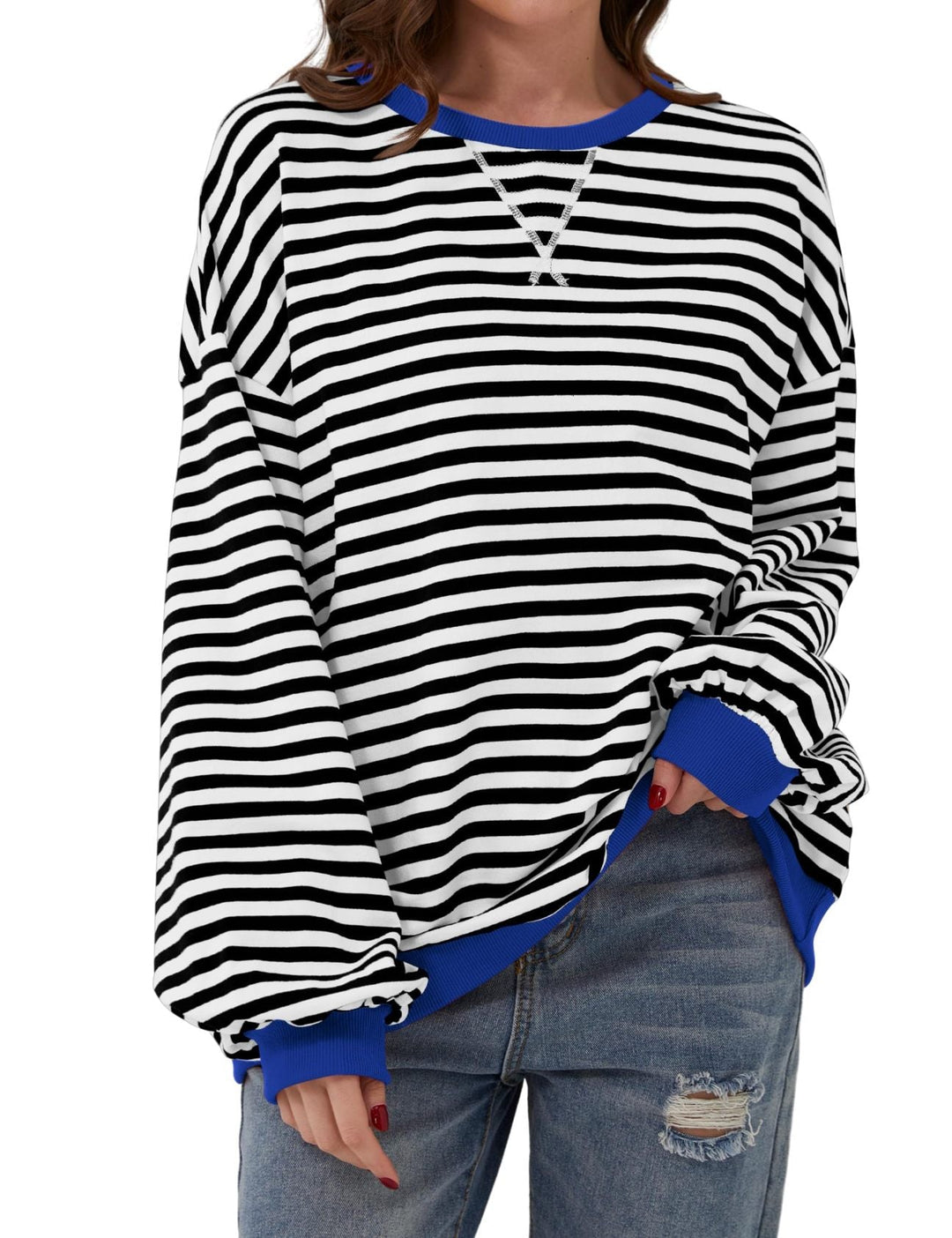 Stilla | Elegant Over størrelse Stribet Pullover