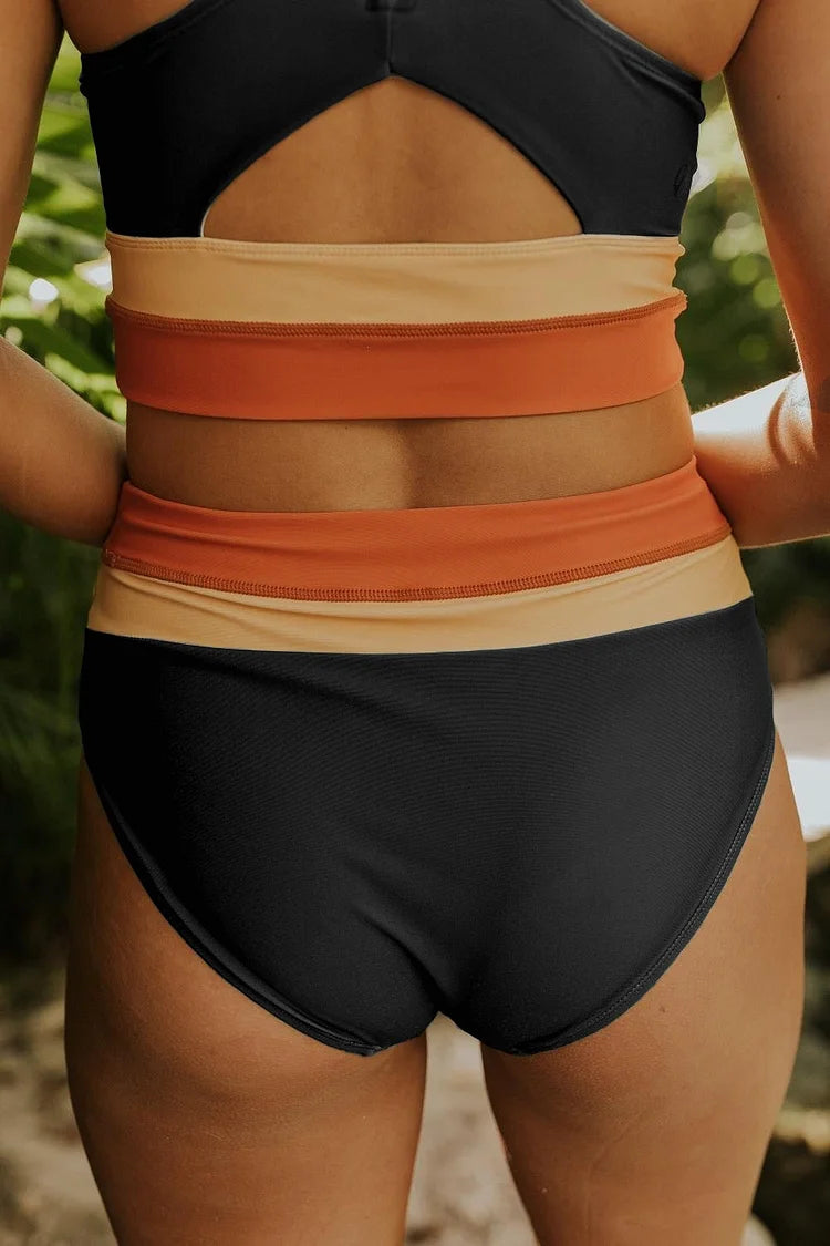 Skovae | Sort Colorblock Cut Back Bikini-Sæt