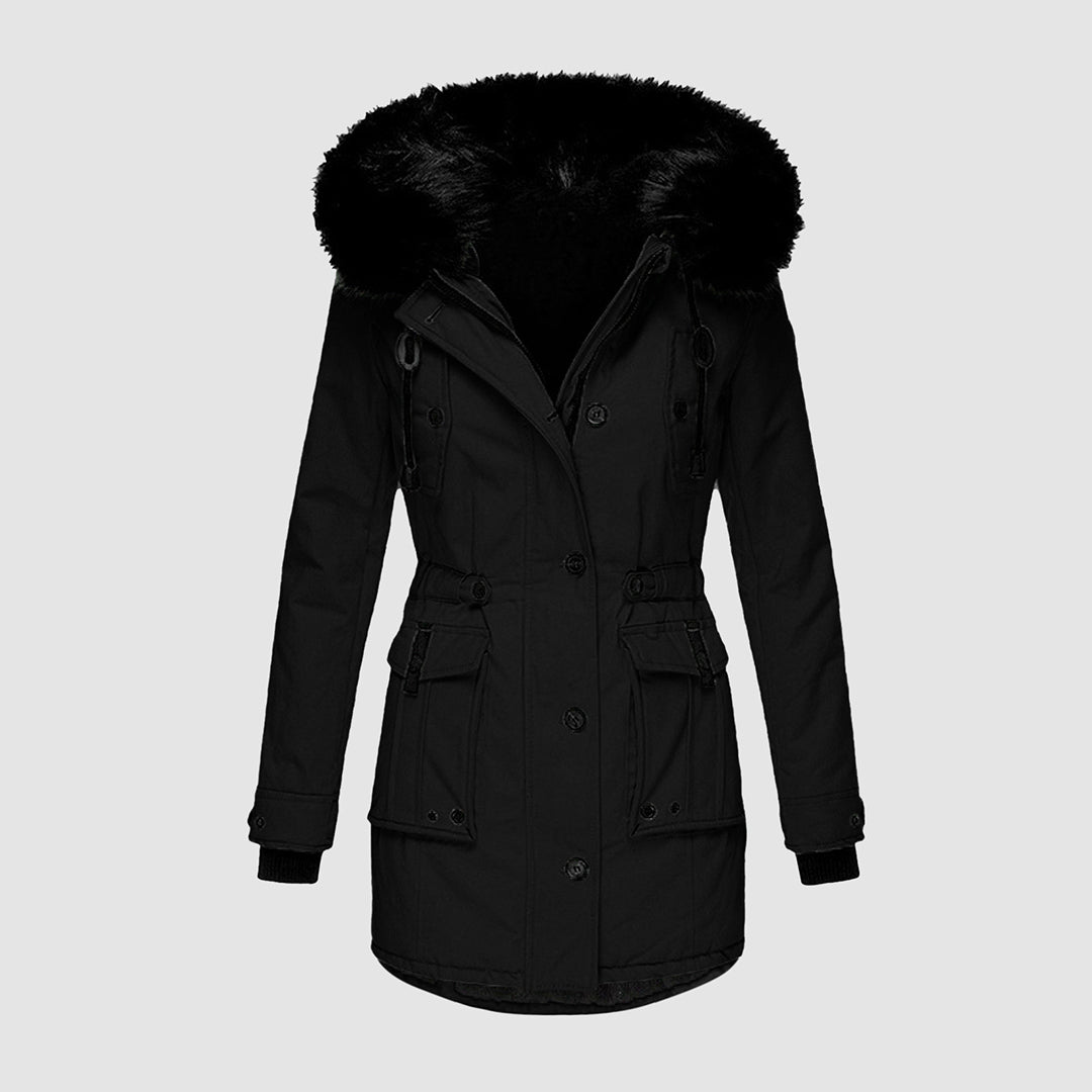Stilla | Elegant Frakke Med Fake Fur Kant