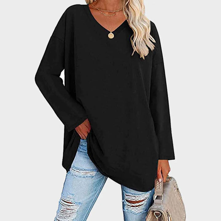Stilla | Elegant Bluse med Lange Ærmer og V-hals