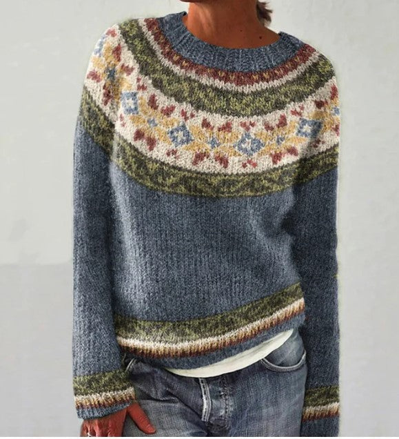 Stilla | Pullover Med Lange Ærmer I Retro Print