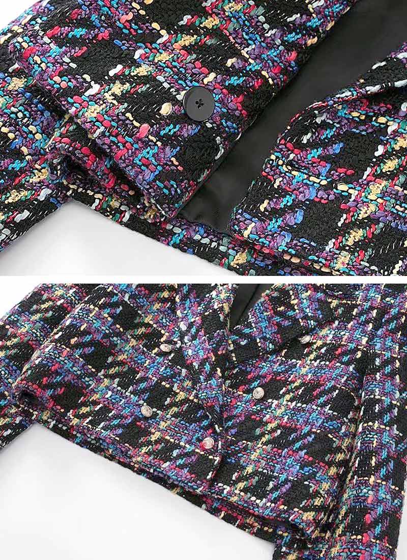Stilla | Klassisk Tjekket Blazer Til Dame, Kort Jakkesætjakke