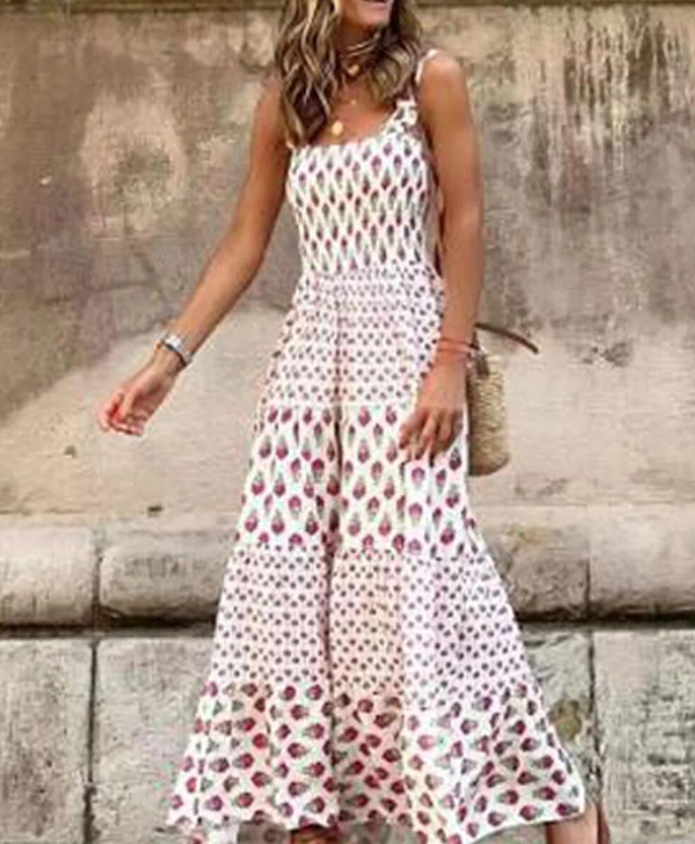 Stilla | Maxi Kjole Med Bohemsk Print: