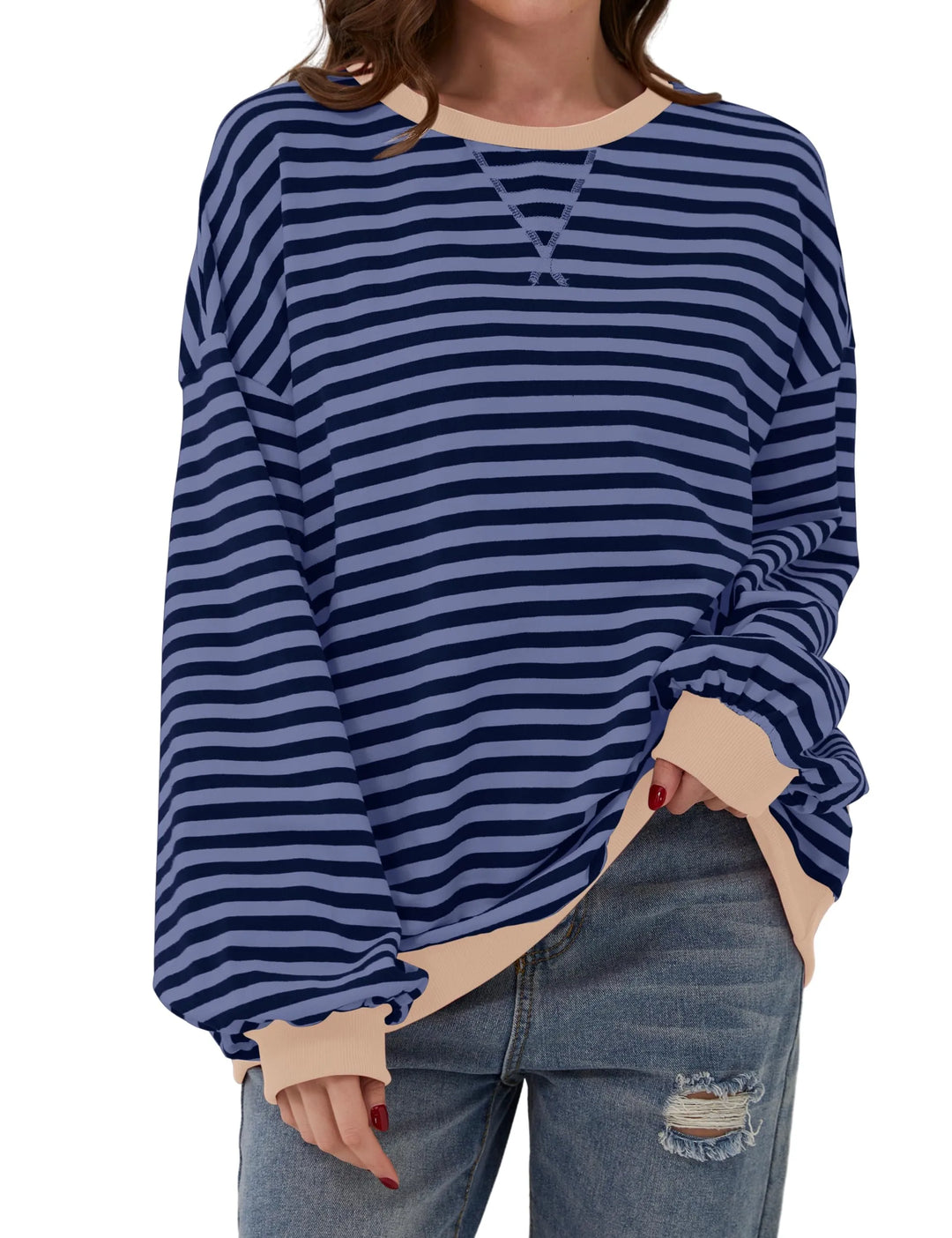 Stilla | Elegant Over størrelse Stribet Pullover