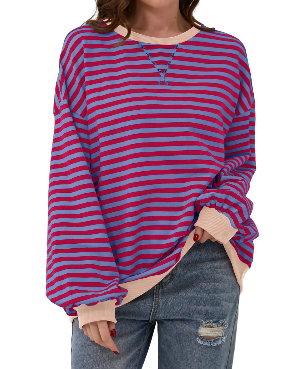 Stilla | Elegant Over størrelse Stribet Pullover