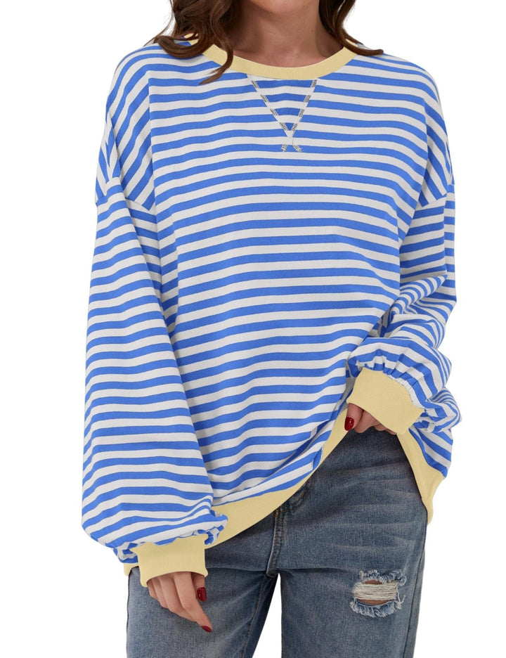 Stilla | Elegant Over størrelse Stribet Pullover