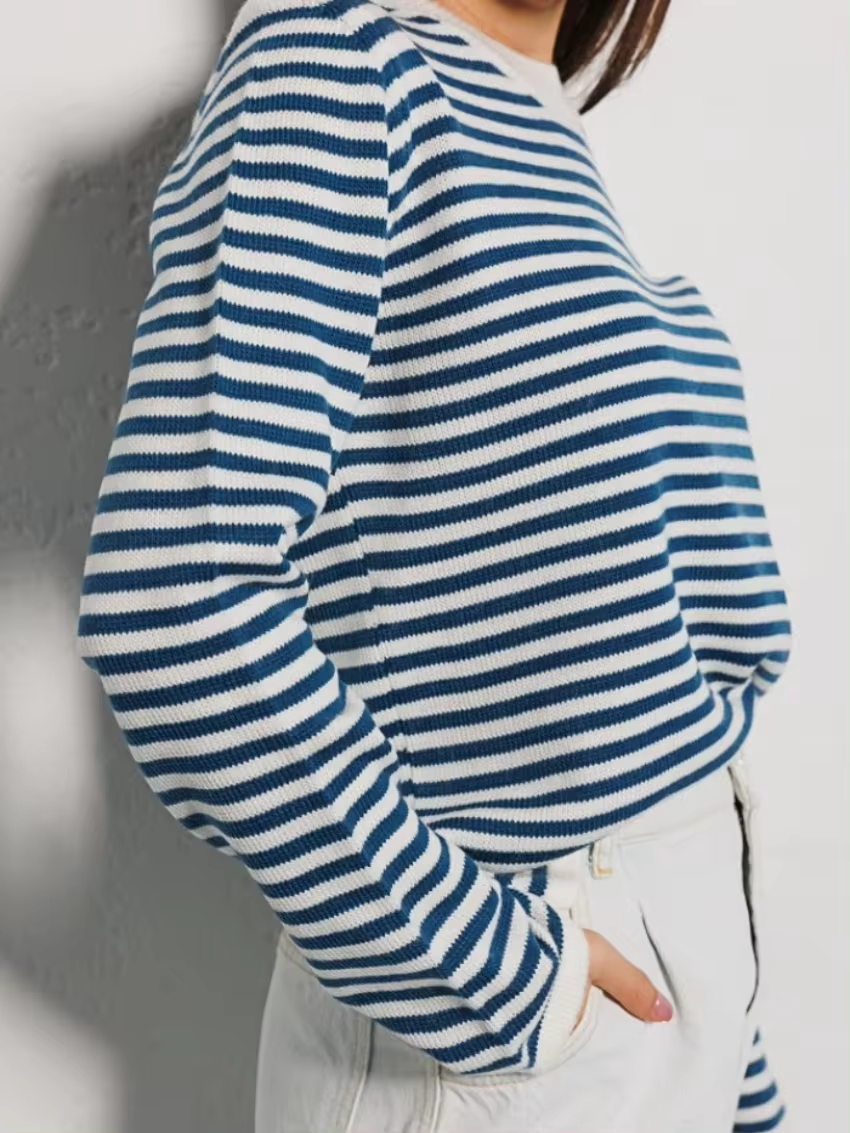 Stilla | Stribet Rundhalset Sweater