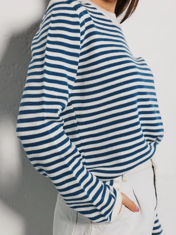 Stilla | Stribet Rundhalset Sweater