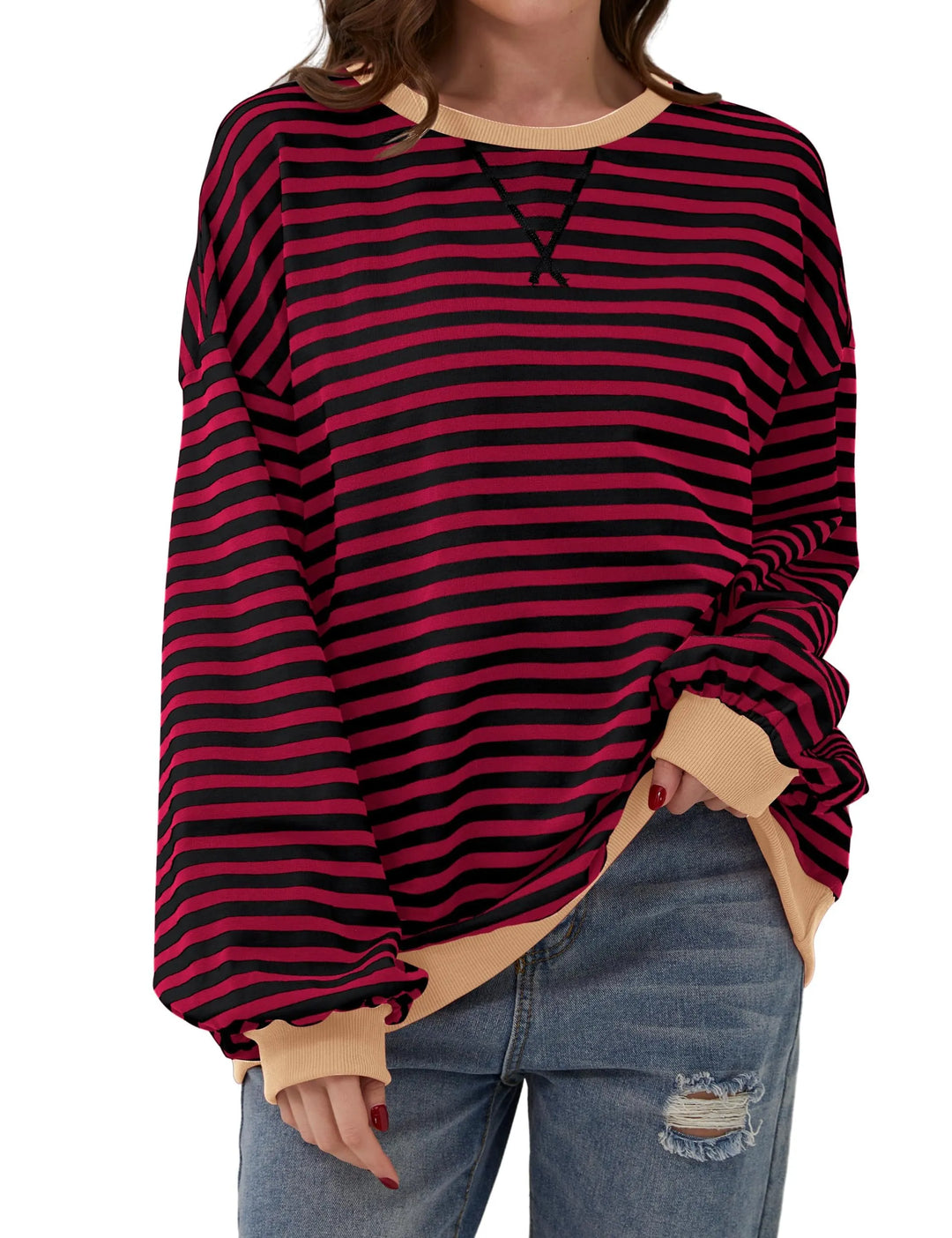 Stilla | Elegant Over størrelse Stribet Pullover
