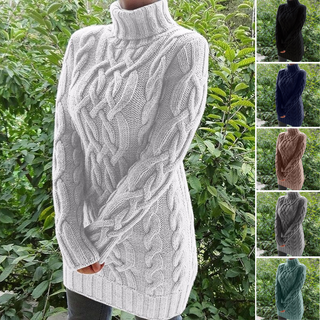 Stilla | Elegant og tidløse damesweater med snoet rullekrave til efteråret med høj lukning