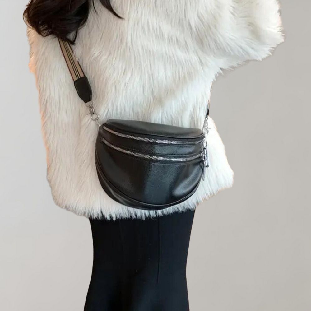 Stilla | Elegant Skuldertaske Med Dobbelt Lynlås, Perfekt Til Stilfulde Dage Udenfor Hjemmet