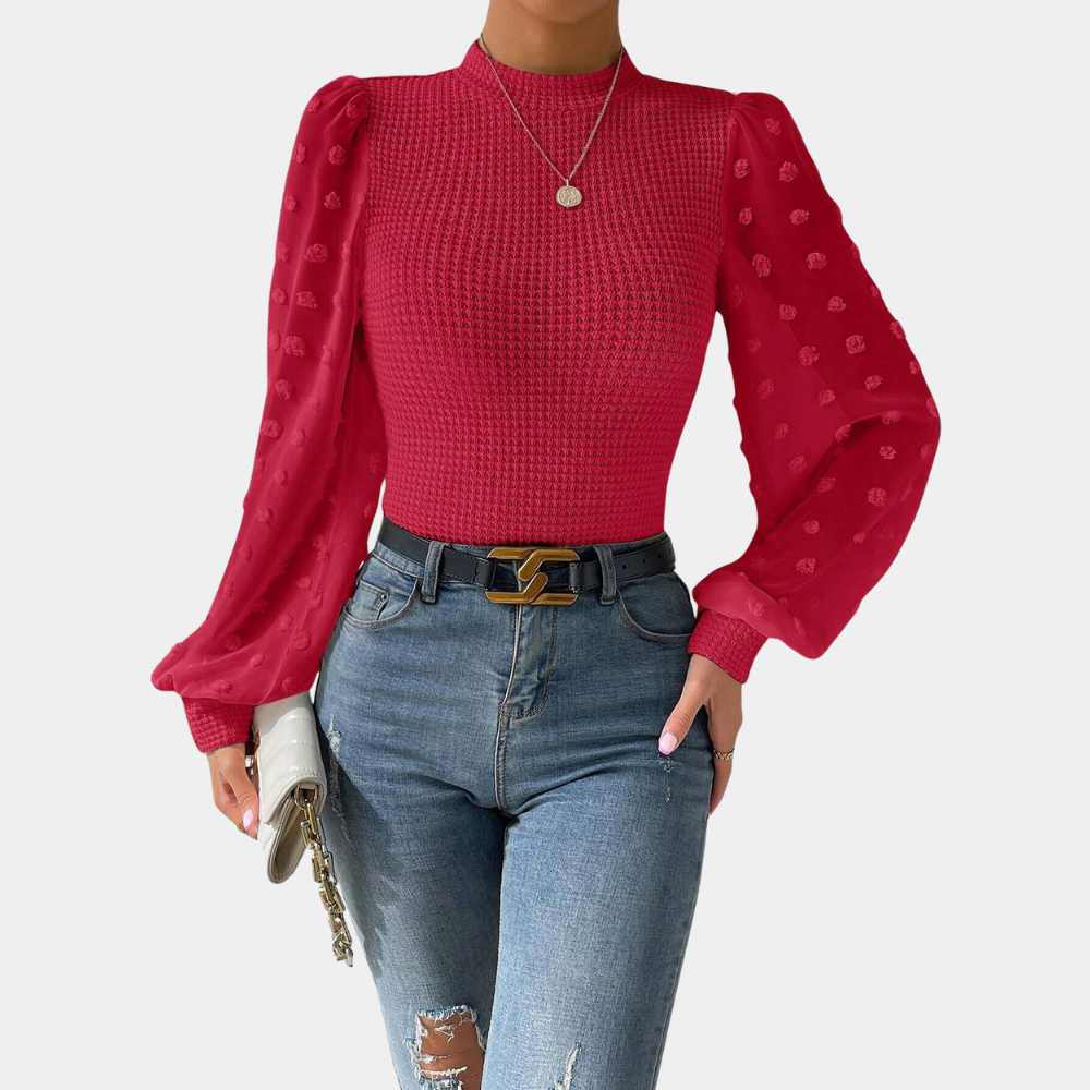 Stilla | Smart Damebluse med Trendy Puffærmer