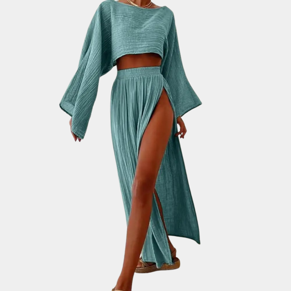 Stilla | Elegant To-delte Fritidsbeklædning Til Damer Med En Høj Slids