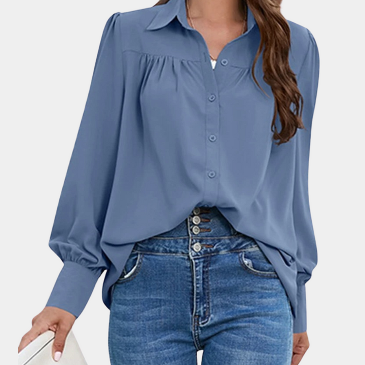 Stilla | Elegant Og Feminin Bluse Med Fald Og Lange Ærmer