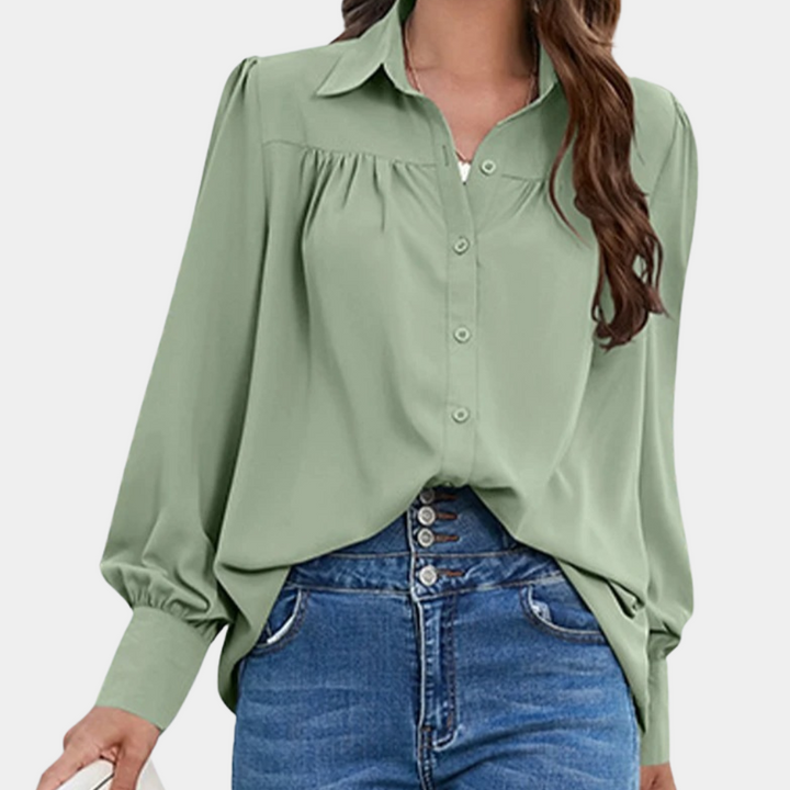 Stilla | Elegant Og Feminin Bluse Med Fald Og Lange Ærmer