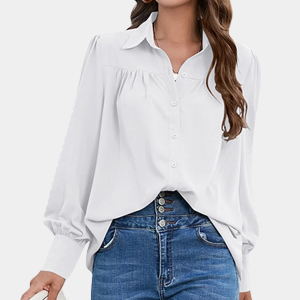 Stilla | Elegant Og Feminin Bluse Med Fald Og Lange Ærmer