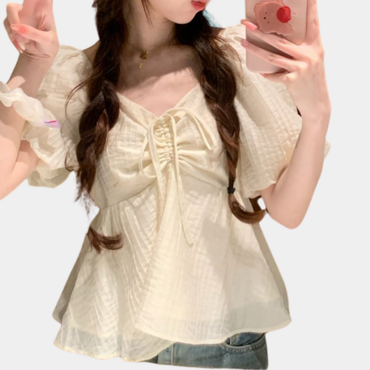 Stilla | Elegant Damebluse Med Trendy Puffærmer