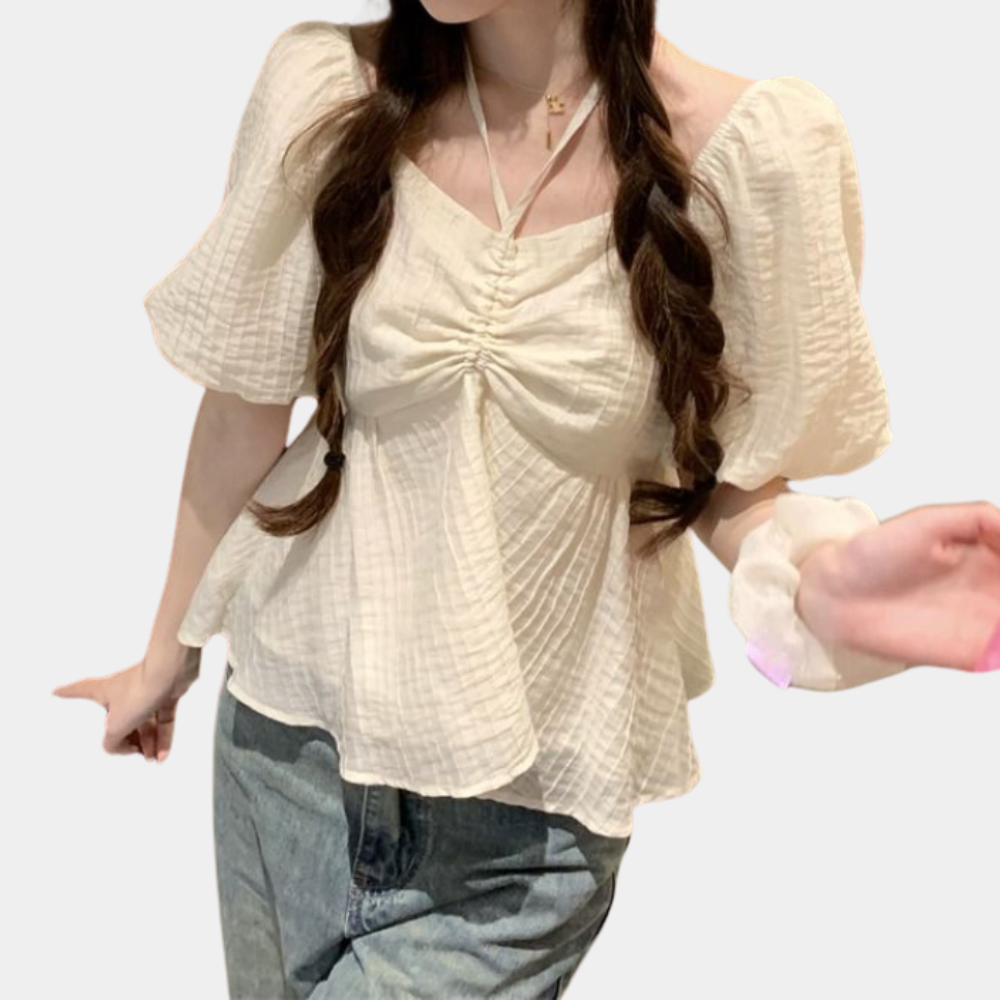 Stilla | Elegant Damebluse Med Trendy Puffærmer