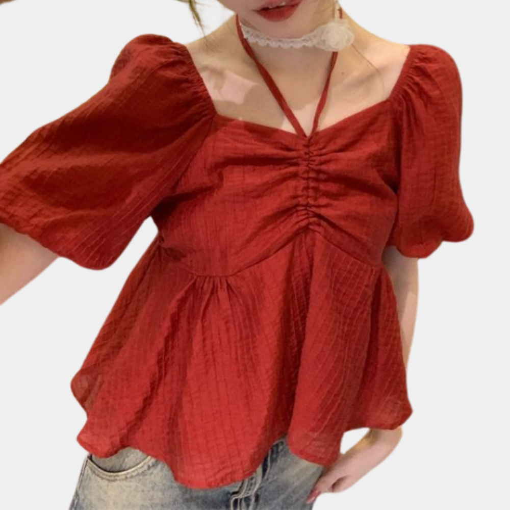 Stilla | Elegant Damebluse Med Trendy Puffærmer