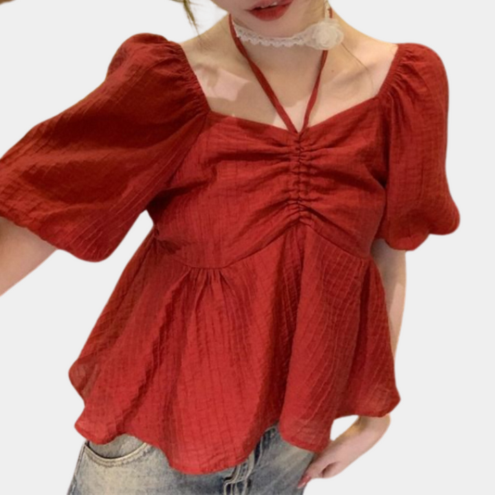 Stilla | Elegant Damebluse Med Trendy Puffærmer